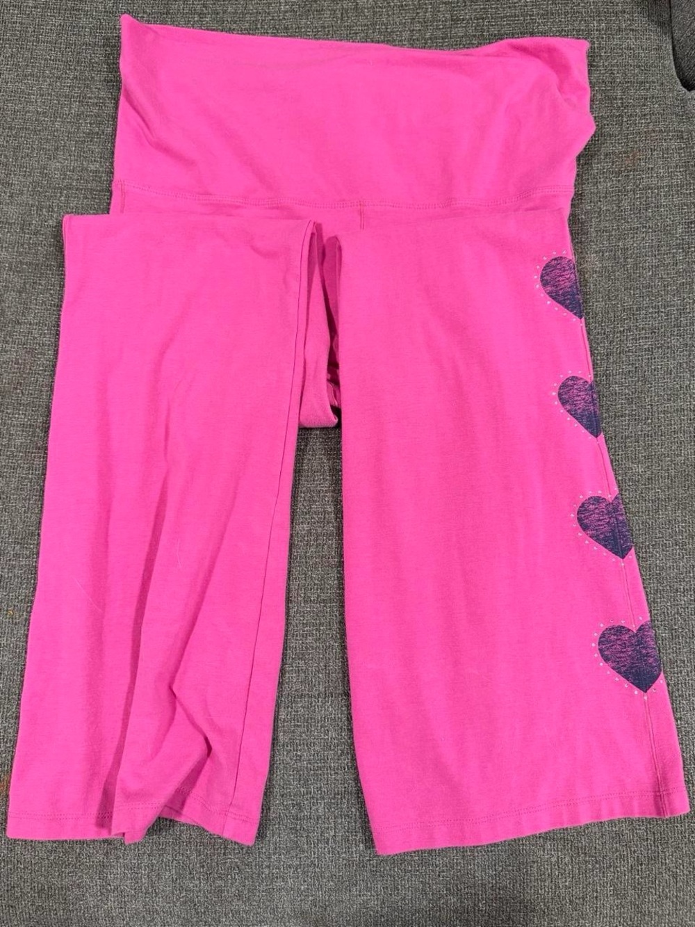 Girls Bright Pink Heart-Accent Pajama Pants